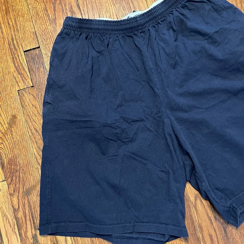 Champion Shorts Mens L Navy Blue Big C Logo Drawstring Athletic Cotton Vintage